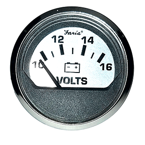 Faria Spun Silver 2' Voltmeter (10-16 VDC)