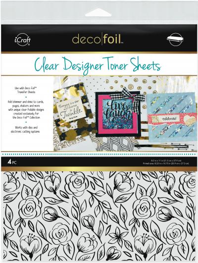 Deco Foil Clear Toner Sheets 8.5'X11' 4/Pkg-Floral Sketch