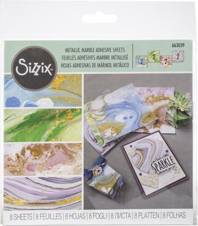 Sizzix Metallic Marble Sheets 6'X6' 8/Pkg-Assorted Colors