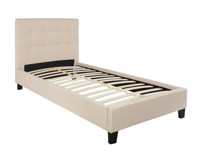 Flash Furniture Chelsea Twin Size Upholstered Platform Bed in Beige Fabric