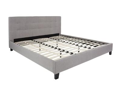 Flash Furniture Chelsea King Size Upholstered Platform Bed in Light Gray Fabric