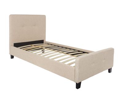 Flash Furniture Tribeca Twin Size Tufted Upholstered Platform Bed in Beige Fabric