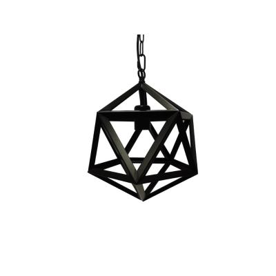 12 inch  Vintage Barn Metal Polyhedron Lighting Pendant Chandelier, Black