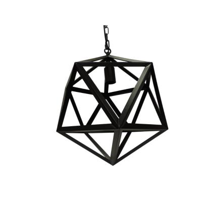 16 inch  Industrial Style Polyhedron Metal Chandelier, Black