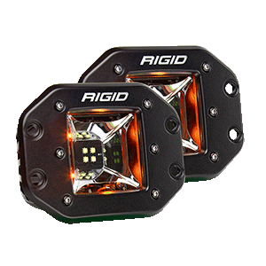 RIGID Industries Radiance Scene Lights - Flush Mount Pair - Black w/Amber LED Backlights