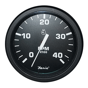 Faria 4' Heavy-Duty Black Tachometer (4000 RPM) (Mag Pick-Up) (Diesel)