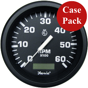 Faria 4' Heavy-Duty Tachometer w/Hourmeter (6000 RPM) Gas - Black *Bulk Case of 12*