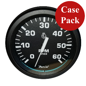 Faria 4' Heavy-Duty Tachometer (6000 RPM) Gas - Black *Bulk Case of 12*