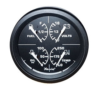 Faria 4' 4-in-1 Gauge - 10-18V 100 0, 120-250 Temp Duel - Black