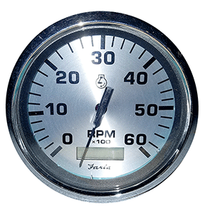 Faria 4' Spun Silver Tachometer w/Hourmeter 6000 RPM - Gas - Inboard