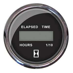Faria 2' Hourmeter 10,000 Hours Digital, 12-32VDC - Chesapeake Black w/Stainless Steel Bezel