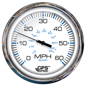 Faria 5' Speedometer (60 MPH) GPS (Studded) Chesapeake White w/Stainless Steel