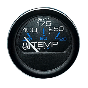 Faria 2' Water Temperature Gauge (100 - 250F) Coral Black w/Black Bezel