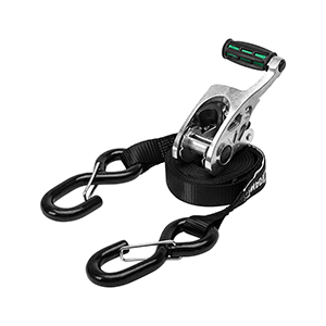 Draw-Tite Heavy Duty Ratchet Tie-Down 1' Webbing w/Grip Handle & Secure Hooks - 2-Pack