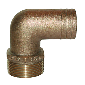 GROCO 1' NPT x 1' ID Bronze 90 Degree Pipe to Hose Fitting Standard Flow Elbow