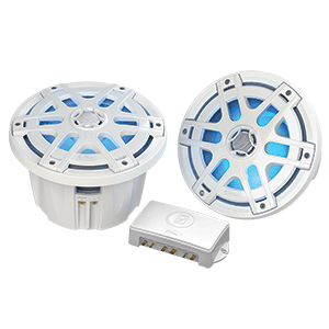 SALE - Poly-Planar MA-OC8 8' Round Waterproof Blue LED Lit Speaker - White