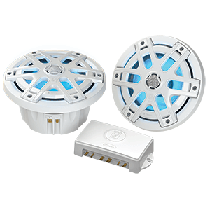 SALE - Poly-Planar MA-OC6 6.5' Round Waterproof Blue LED Lit Speaker - White