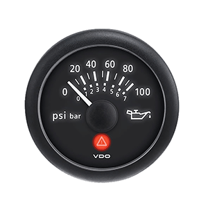 VDO Viewline 2-1/16' (52MM) Onyx Oil Pressure Gauge (100 PSI)