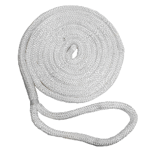 New England Ropes 1/2' x 35' Nylon Double Braid Dock Line - White