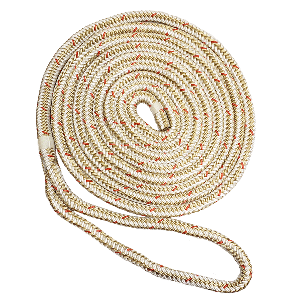 New England Ropes 1/2' x 35' Nylon Double Braid Dock Line - White/Gold w/Tracer