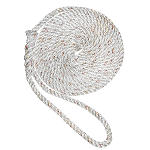 New England Ropes 3/8' X 15' Premium Nylon 3 Strand Dock Line - White w/Tracer