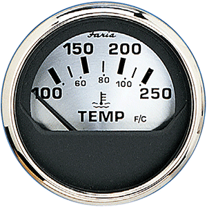 Faria 2' Water Temp Gauge (100-250F) - Spun Silver