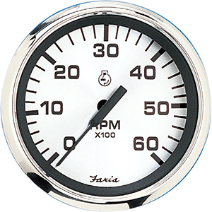 Faria 4' Tachometer (6000 RPM) Gas (Inboard & I/O) - Spun Silver
