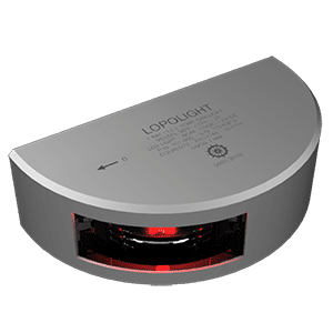 Lopolight Port SideLight - Vertical Mount - Aluminum Housing - 1nm/112.5° Red w/2.5m Cable