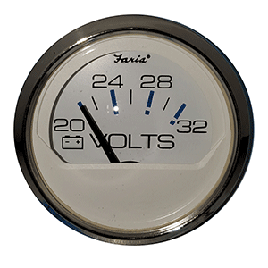 Faria Chesapeake White 2' Voltmeter (20-32 VDC)