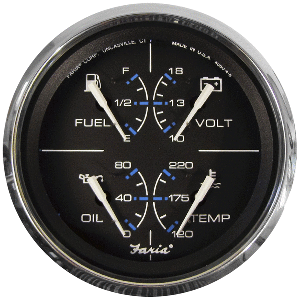 Faria Chesapeake Black SS 4' Multifunction Gauge