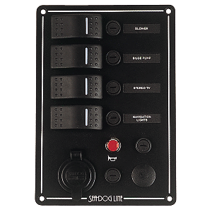 Sea-Dog Switch Panel 3 Circuit w/Power Socket, Horn Button & Ignition