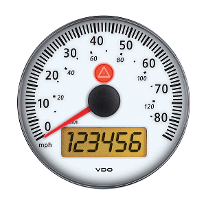 VDO Viewline 3-3/8' (85mm) 85 MPH/140 KMH Electronic Speedometer 12/24V w/o Bezel - Ivory