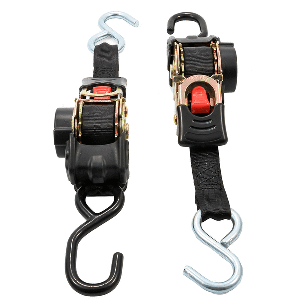 Camco Retractable Tie Down Straps - 1' Width 6' Dual Hooks