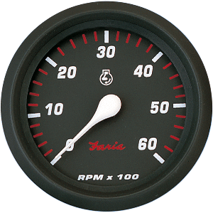 Faria Professional Red 4' Tachometer - 6,000 RPM