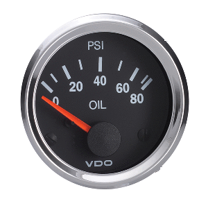 VDO Vision 52mm (2-1/16') Oil Pressure Gauge - 80 PSI - US Sender