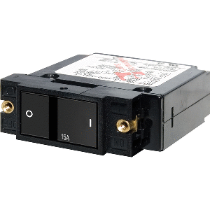 Blue Sea 7403 Single Pole Small Case 2' Flat Rocker Circuit Breaker  -  15 Amp