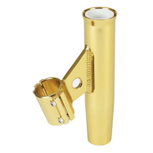 Lees Clamp-On Rod Holder - Gold Aluminum - Vertical Mount - Fits 1.315' O.D. Pipe