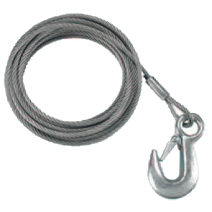 Fulton 7/32' x 50 Galvanized Winch Cable and Hook - 5,600 lbs. Breaking Strength