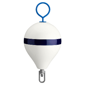 Polyform Mooring Buoy w/Iron 13.5' Diameter - White Blue Stripe