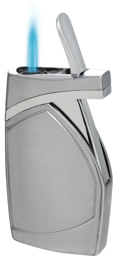 Visol Shark Brushed Chrome Single Torch Flame Cigar Lighter