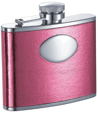 Visol Temptation Hot Pink Leatherette Stainless Steel 4oz Hip Flask