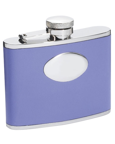 Visol Blossom Lavender Leather Stainless Steel 4oz Hip Flask
