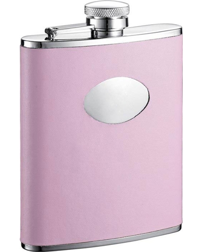 Visol Daydream Pink Leather Stainless Steel 6oz Hip Flask