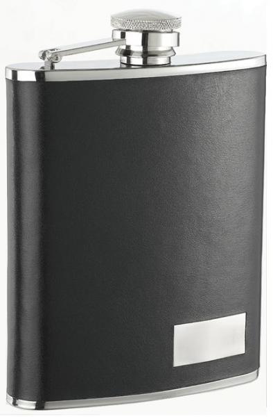 Visol Eclipse S 18 oz Black Genuine Leather Flask