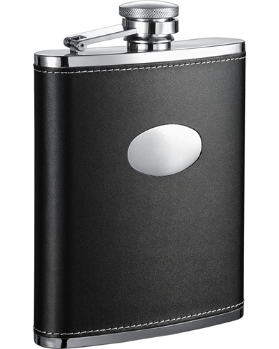 Visol Eclipse Black Leather Hip Flask - 18 oz