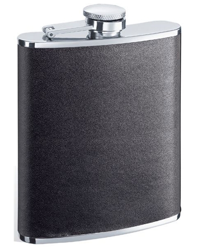 Visol Zano Black Leather Hip Flask - 6 oz