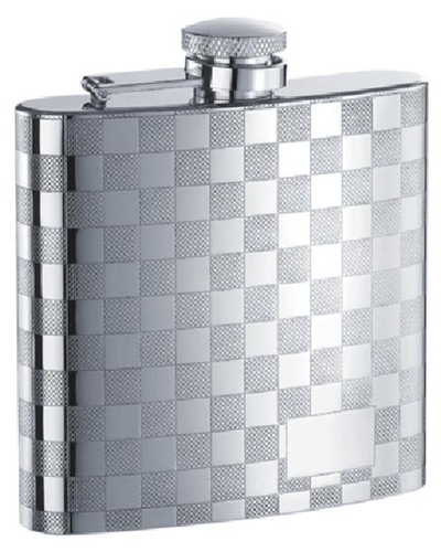 Visol Mate Checkered Stainless Steel 6oz Hip Flask