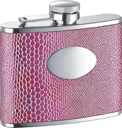 Visol Anaconda Hot Pink Snakeskin Hip Flask - 4 oz
