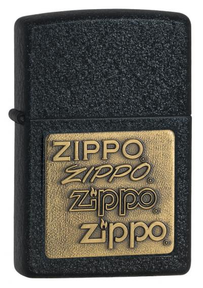 Zippo Brass Emblem Black Crackle Lighter