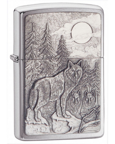 Zippo Timberwolves Emblem Brushed Chrome Lighter